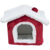 Xmas Cuddly CAVE - plyšový domek pro myš/křečka,15 x 12 x 15 cm, červená/bílá