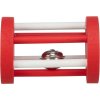 Xmas Roll - dřevěný váleček s rolničkou pro hlodavce, ø 5 × 7 cm, červená/bílá