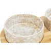 Set misek v bambusovém stojanu, bílá/světlehnědá (Velikost 2 × 0,8 l/ ø 16 cm/ 39 x 8 x 20 cm)