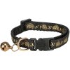 Obojek pro kočky, zlaté zdobení, s rolničkou, černá