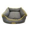 Nobby pelech pro psy hranatý šedý se žlutým polštářem 45×40×18 cm(1)