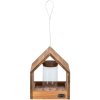 NATURA venkovní krmítko závěsné, domek se silem, 20 × 24 × 20 cm, glazovaná borovice, hnědá
