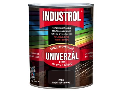 Industrol S2013 univerzál lesk vrchní barva na kov a dřevo, 2880 kaštanově hnědá, 750 ml