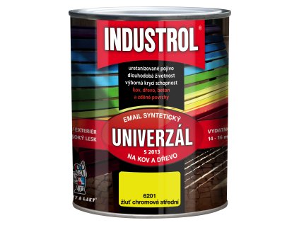 Industrol S2013 univerzál lesk vrchní barva na kov a dřevo, 6201 chromová žluť, 600 ml