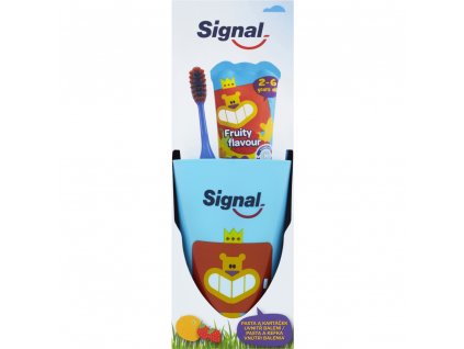 Signal Fruity SADA dětská zubní pasta 50 ml, zubní kartáček měkký, kelímek