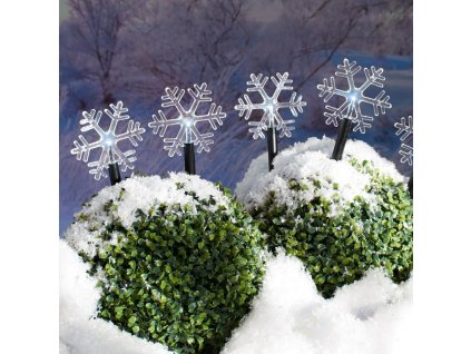 Řetěz MagicHome Vánoce Frozen SnowFlake, 5 LED studená bílá, 3xAA, IP44, exteriér, 1,4m