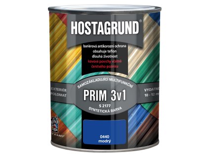 Hostagrund Prim 3v1 S2177 základní i vrchní barva na kov, 0440 modrá, 600 ml