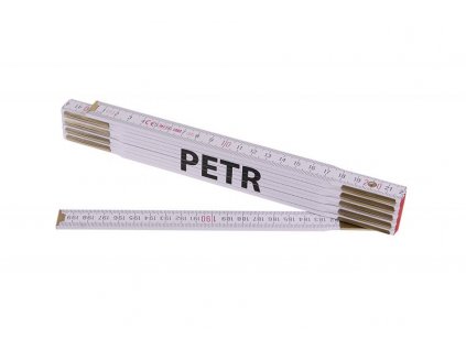 Skládací metr 2m PETR (PROFI, bílý, dřevo)