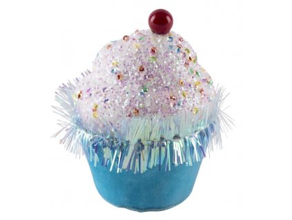 Dekorace MagicHome Candy Line, muffin, modrý, 7x7x11cm, závěsný