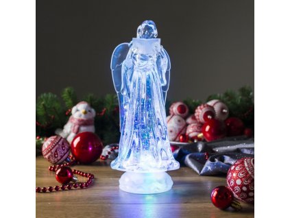 Dekorace MagicHome Vánoce, Anděl, LED, měnící barvy, s plovoucími třpytkami