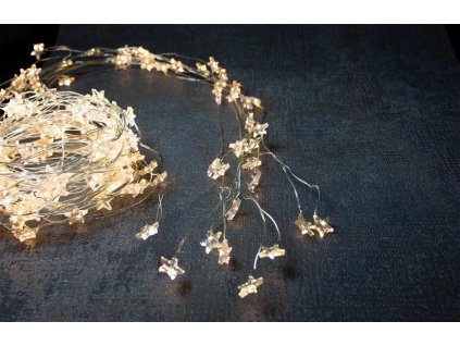 Řetěz MagicHome Vánoce Twisted Stars, 180 micro star LED teplá bílá, jednoduché svícení