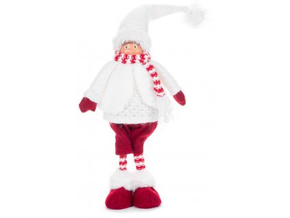 Postavička MagicHome Vánoce, Chlapeček látkový, červeno-bílý, 22x13x57cm