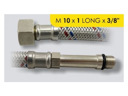 připojovací nerez.oplet. hadička M10x1 LONG-3/8" 40 cm k bateriím