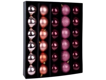 Vánoční baňky set MagicHome XD425, 30 ks, 6 cm, měděno-růžové