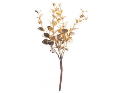 Větvička MagicHome Vánoce, eukalypt, zlatá, 15 cm