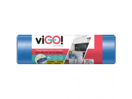 viGO pytle na odpad 35l, zatahovací, 12 µ, 50×60cm, 15 ks