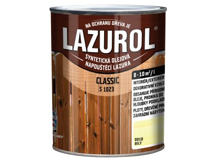 Lazurol Classic S1023 tenkovrstvá lazura na dřevo s obsahem olejů, 010 bílá, 750 ml