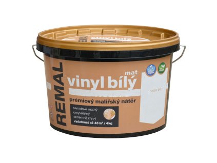 REMAL Vinyl mat omyvatelná barva na zeď, bílá, 4 kg