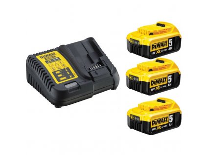 DeWALT Akumulátorová sada nabíječka + 3 x 5,0Ah 18V XR Li-Ion baterie