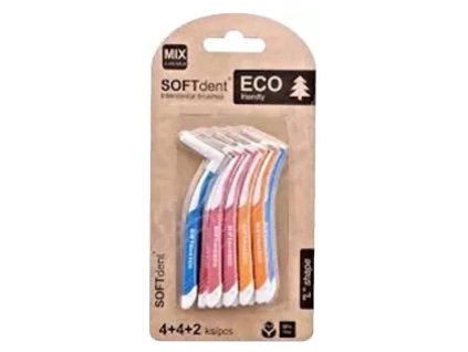 SOFTdent Eco mezizubní kartáček zahnutý, mix velikostí, 10 ks