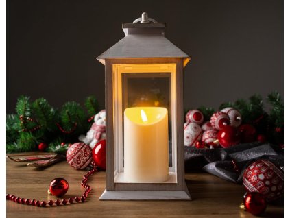 Lucerna MagicHome Vánoce, LED, 3xAAA, plast, bílá, 14x14x33 cm