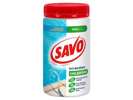 Savo Chlor Šok dezinfekce proti řasám do bazénu, 0,85 kg