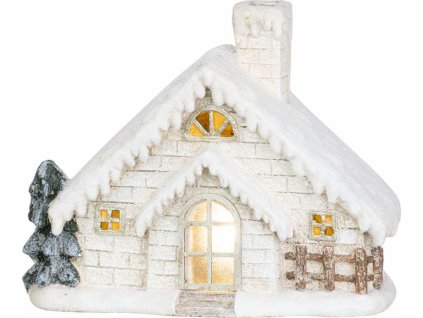 Dekorace MagicHome Vánoce, LED Domeček s komínem, keramika, 40 cm