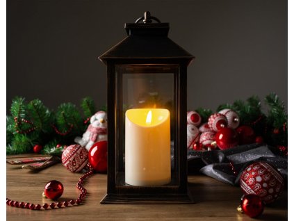 Lucerna MagicHome Vánoce, LED, 3xAAA, plast, hnědo-měděná, 14x14x33 cm