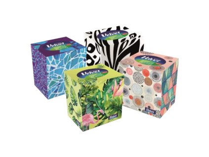 910106 velvet cube 3vrstve papirove kapesnicky v krabicce 60ks