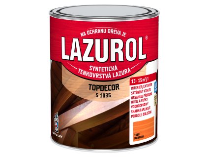 Lazurol Topdecor S1035 tenkovrstvá lazura na dřevo T080 mahagon, 750 ml