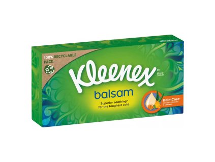 Kleenex Balsam 3vrstvé papírové kapesníčky v krabičce, 64 ks