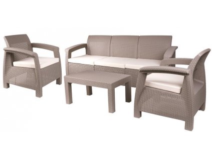Set zahradního nábytku BAHAMA capuccino/mocca, stůl, sedačka, 2x křeslo