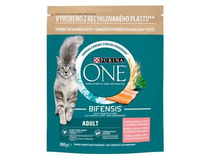 Purina One Adult granule pro kočky s lososem a celozrnými obilovinami, 800 g