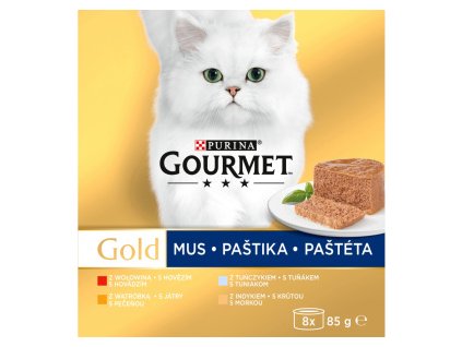 Purina Gourmet Gold pro kočky, tuňák, játra, krůta, hovězí paštika, 8x85 g