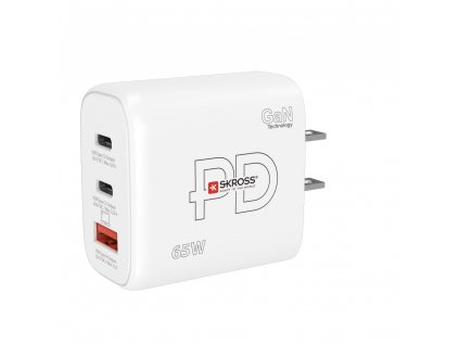 SKROSS typ A, USB A+C nabíjecí adaptér Power charger 65W GaN US, Power Delivery