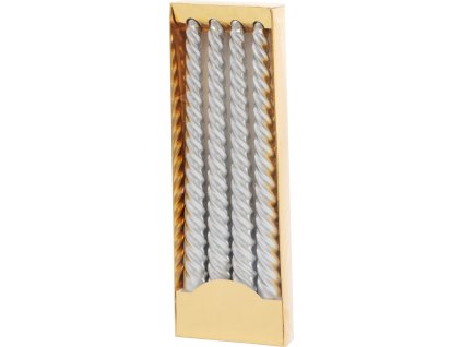 Svíčka MagicHome Vánoce, 25 cm, bal. 4 ks, stříbrná, spirálová, točená