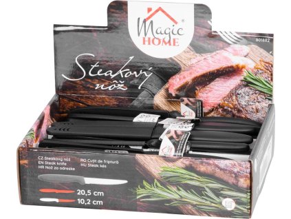 Nůž MagicHome, kuchyňský, na steak, s krytem, vroubkovaný, 20.5 cm, Sellbox 30 ks