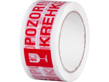 Páska Strend Pro, 50 mm, L-66 m, lepící, výstražná, "POZOR KŘEHKÉ/FRAGILE"