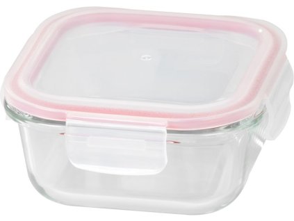 Dóza MagicHome, čtvercová, 520 ml, s víkem, Clip, skleněná