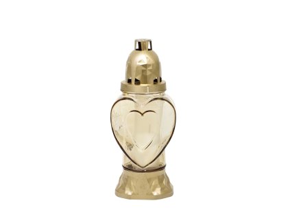 Kahanec Heart, pozlacené sklo, 28 h, 25.5 cm, na hrob