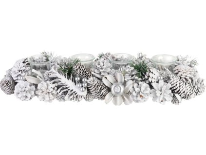 Ikebana MagicHome Vánoce, adventní, bílá, 50x16x9 cm