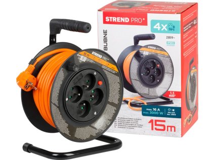 Kabel Strend Pro DG-FB04 prodlužovací, L-15 m, na bubnu, průřez 1,5 mm2