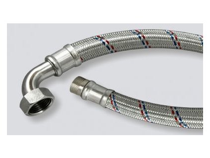 nerezová antivibrační hadice s kolenem M 1" x Š 1", 80 cm, na vodu 5-90°C, DN24