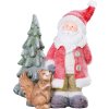 Dekorace MagicHome Vánoce, Santa s veverkou a stromkem, 1 LED, 2xAAA, keramika, 35,5