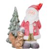 Dekorace MagicHome Vánoce, Santa s veverkou a stromkem, 1 LED, 2xAAA, keramika, 35,5