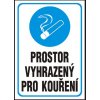 Prostor vyhrazený pro kouření samolepka A4