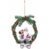 Dekorace MagicHome Vánoce, Santa sedící na věnci, 30 cm