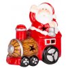 Dekorace MagicHome Vánoce, Santa s vláčkem, LED, terakota, 10,3x6,3x10,7 cm