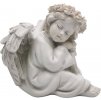 Dekorace na hrob MagicHome, Sedící anděl, LED, polyresin, 15x15x14,5 cm