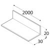 PKN 16A Profil ALU úhelník nerovnoramenný 30 x 20 x 2 x 2000 mm